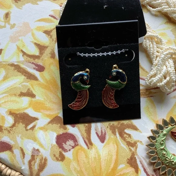 Peacock Pendant Necklace Set with Earrings - Picture 3 of 13